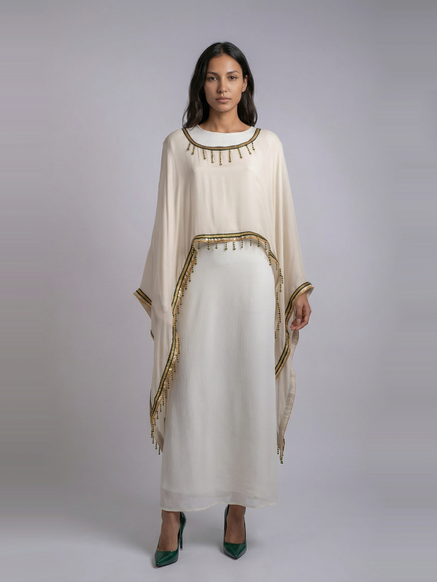 100 % Egyptian Bamboo Embroidered long Poncho