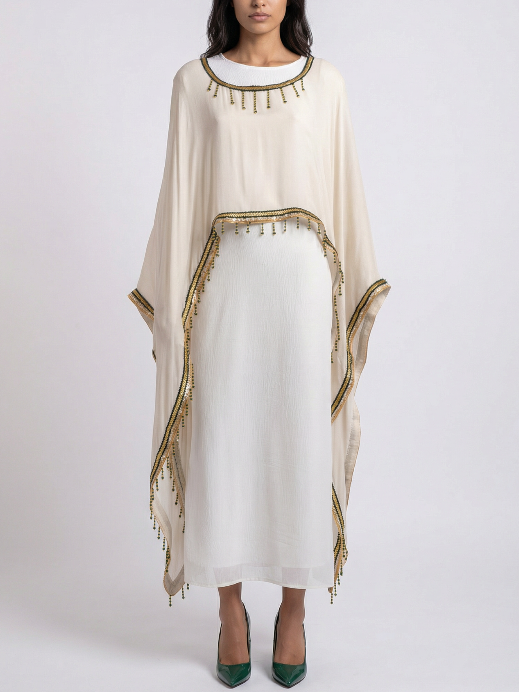 100 % Egyptian Bamboo Embroidered long Poncho