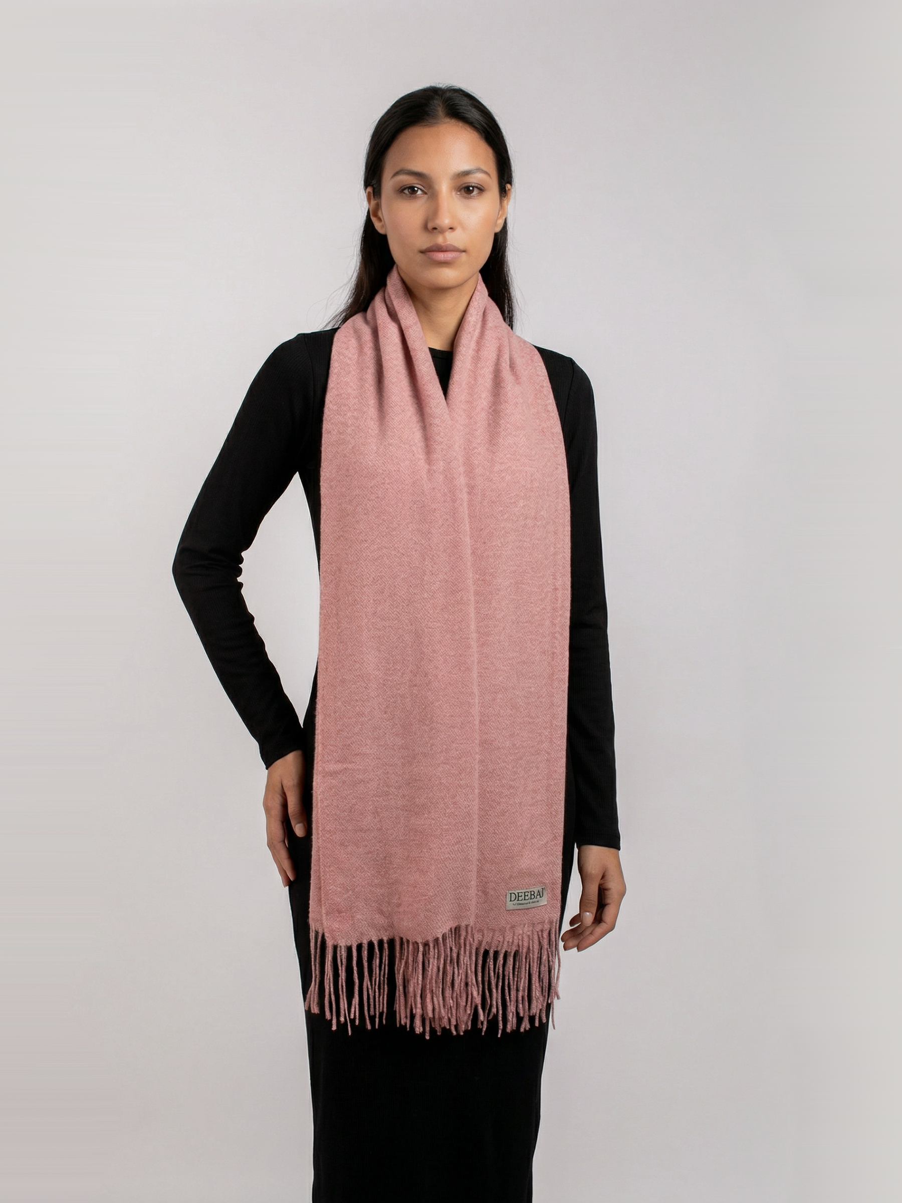Blush Apricot Pashmina Wool Scarf