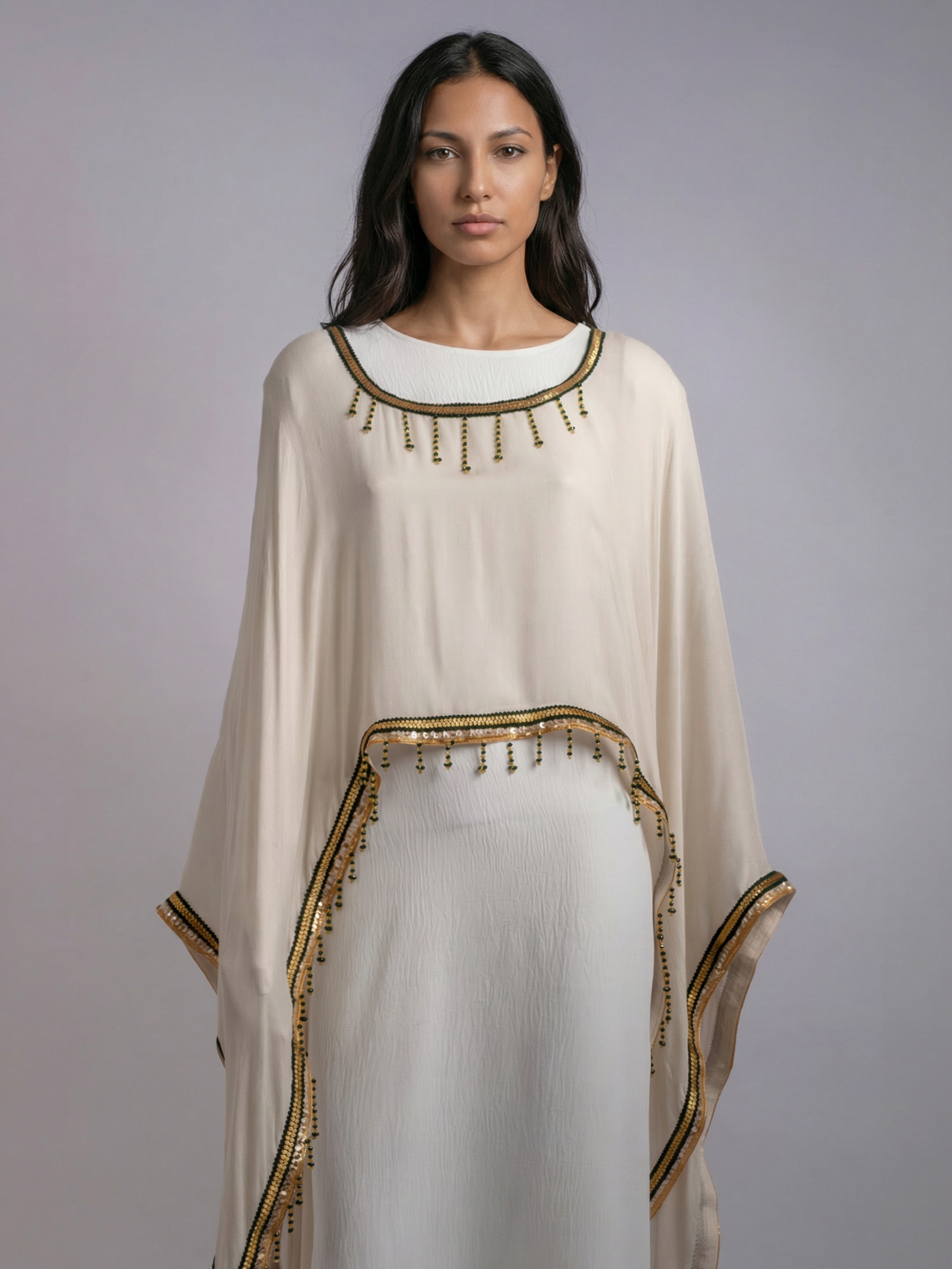 100 % Egyptian Bamboo Embroidered long Poncho