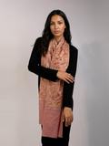 Pink Gardens Handmade Embroidered Pashmina Wool Scarf