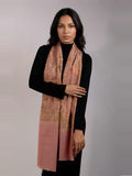 Pink Palms Handmade Embroidered Pashmina Wool Scarf