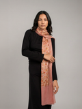 Pink Florals Handmade Embroidered Pashmina Wool Scarf