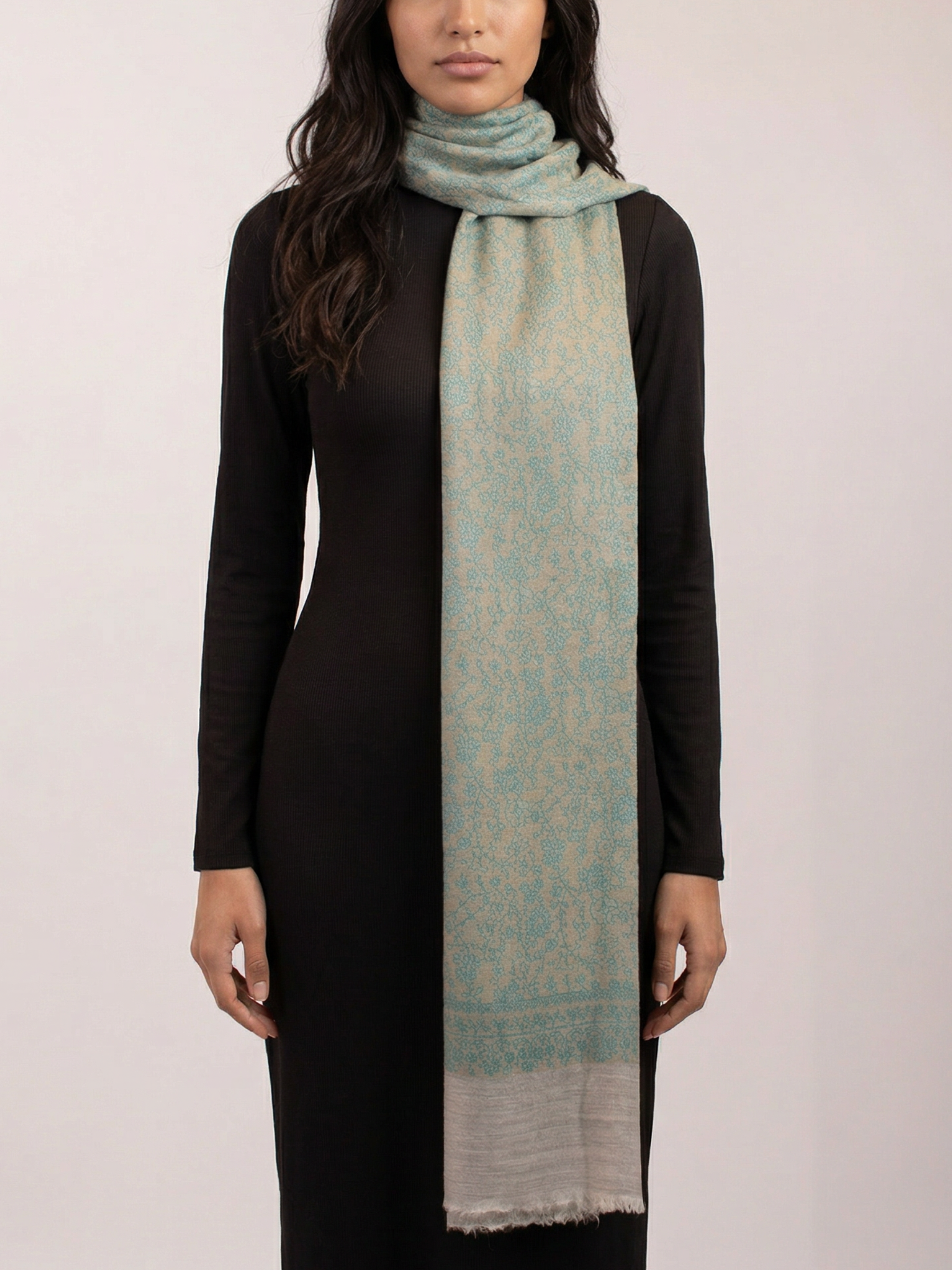 Silver Seas Woven Pashmina Wool Scarf