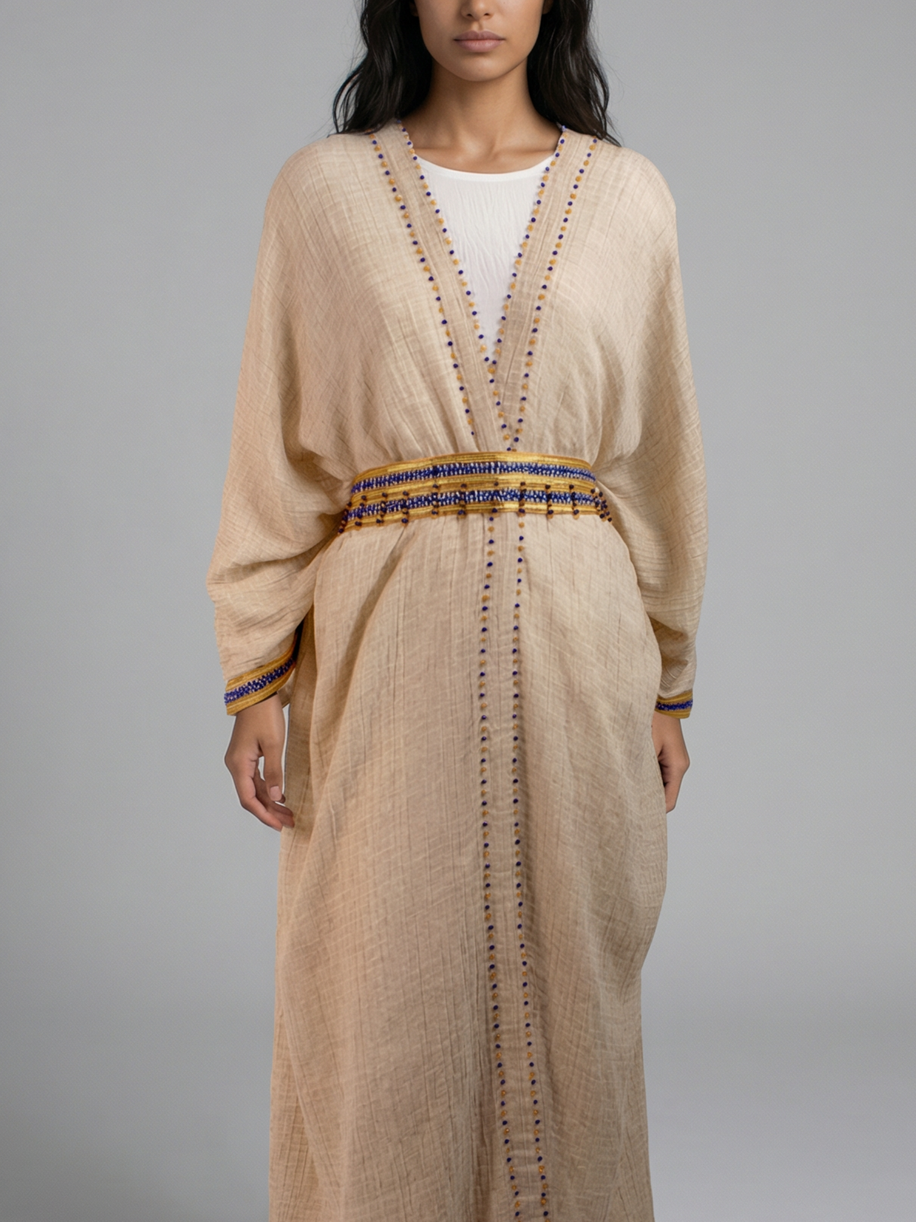 100% Egyptian Crinkled Cotton Long Bisht
