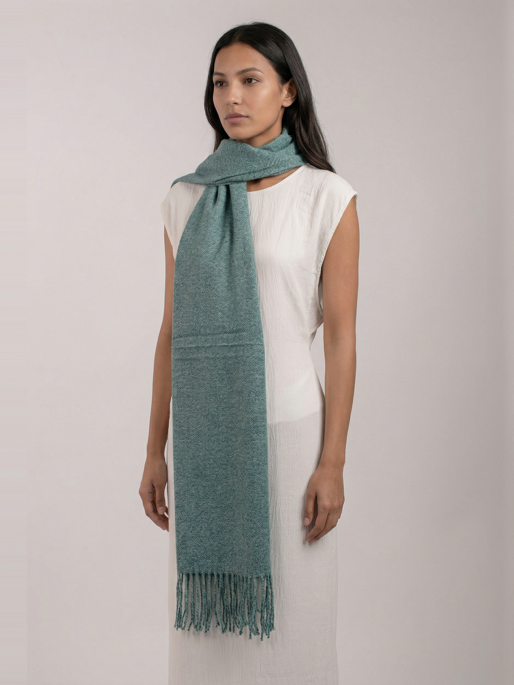 Lagoon Teal Pashmina Wool Scarf