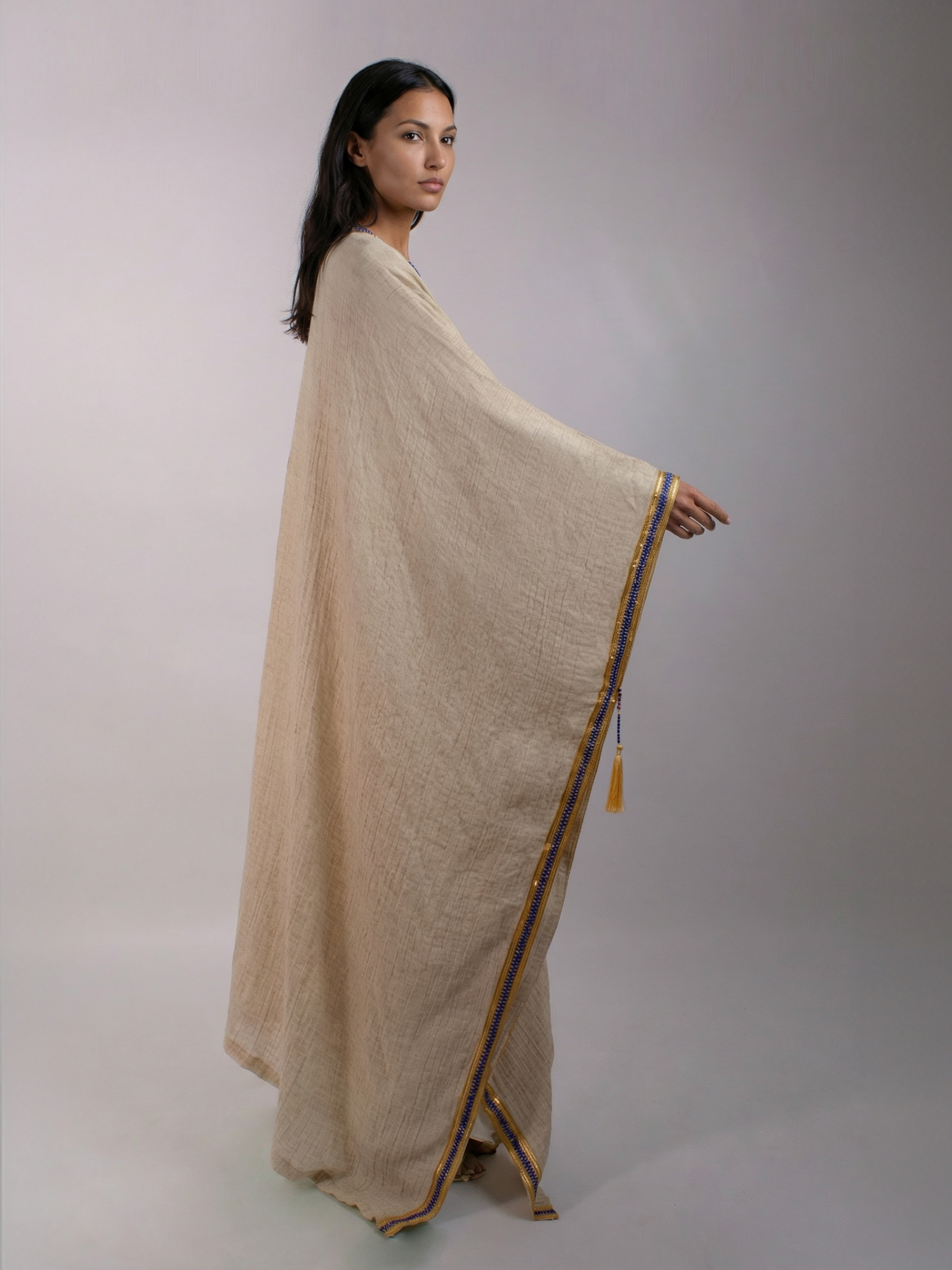 100% Egyptian Crinkled Cotton Long Bisht