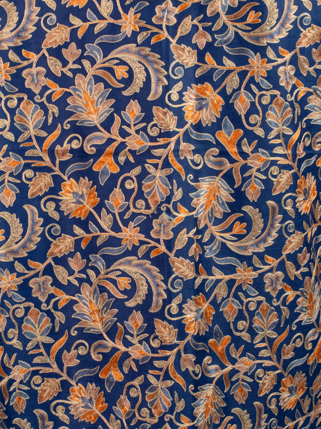 Blue Leaves Handmade Embroidered Pashmina Wool Scarf