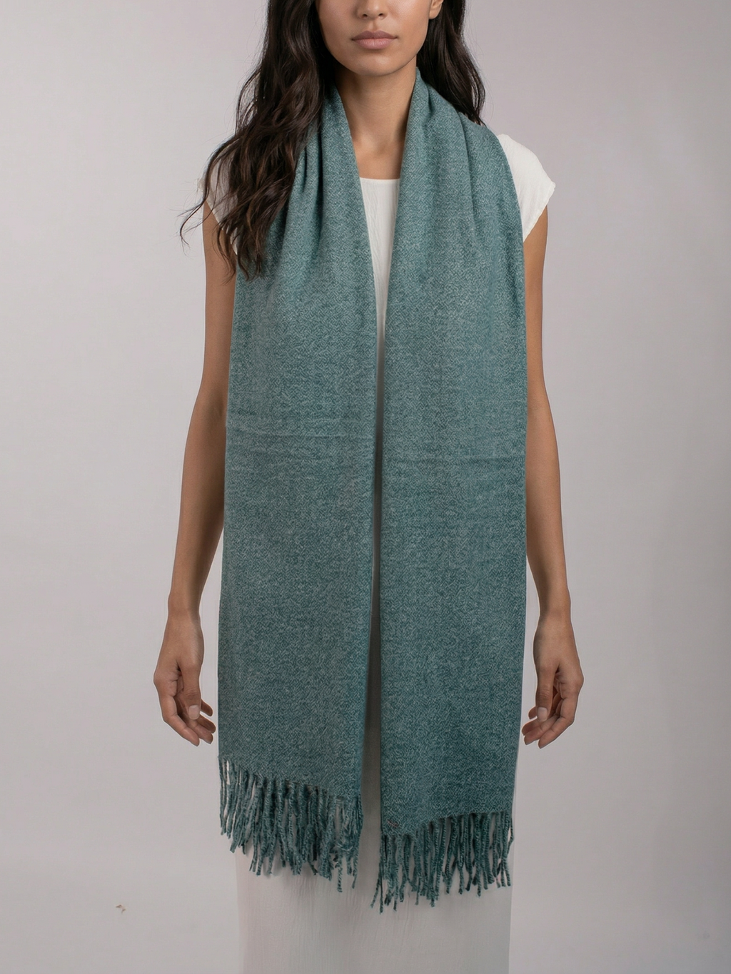Lagoon Teal Pashmina Wool Scarf