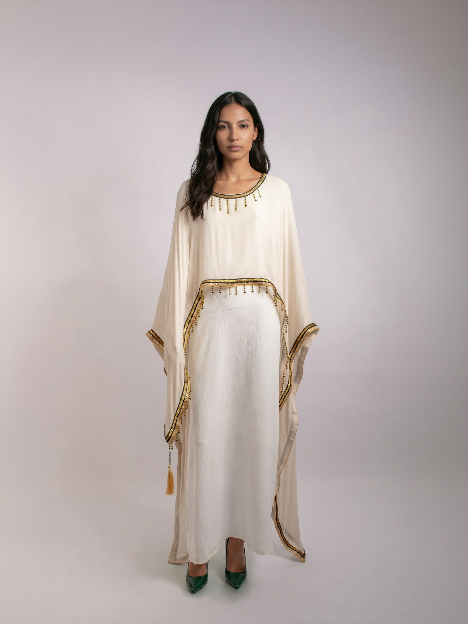100% Egyptian Bamboo Embroidered long Poncho
