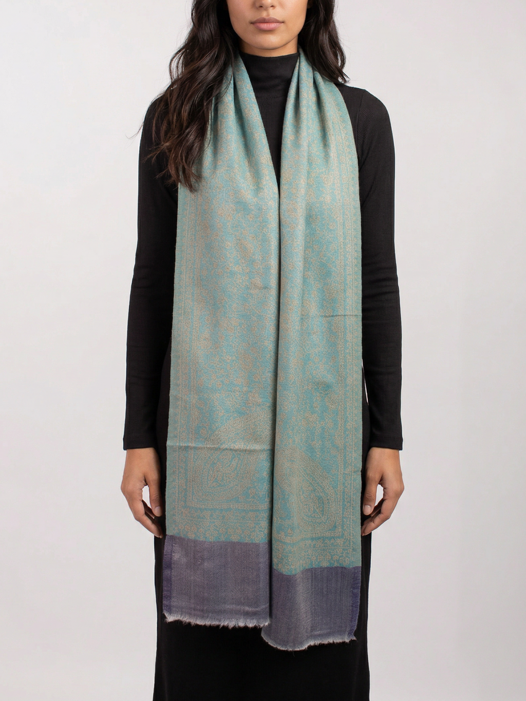Ocean Slate Woven Pashmina Wool Scarf