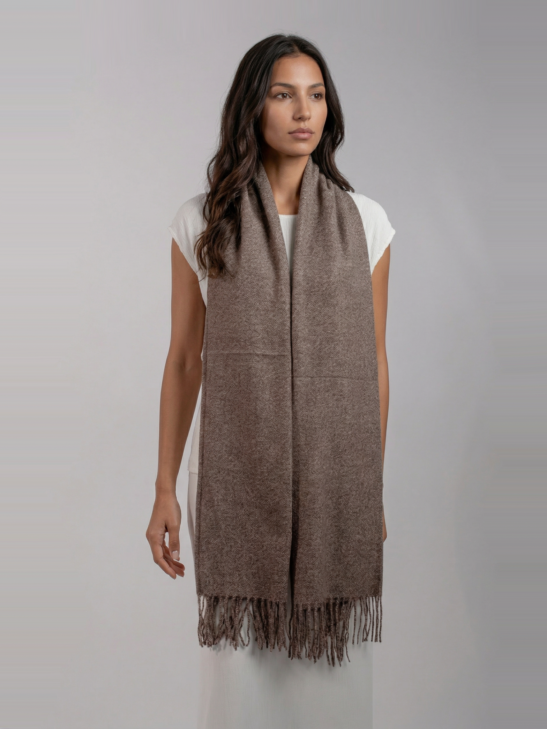 Mocha Stone Pashmina Wool Scarf