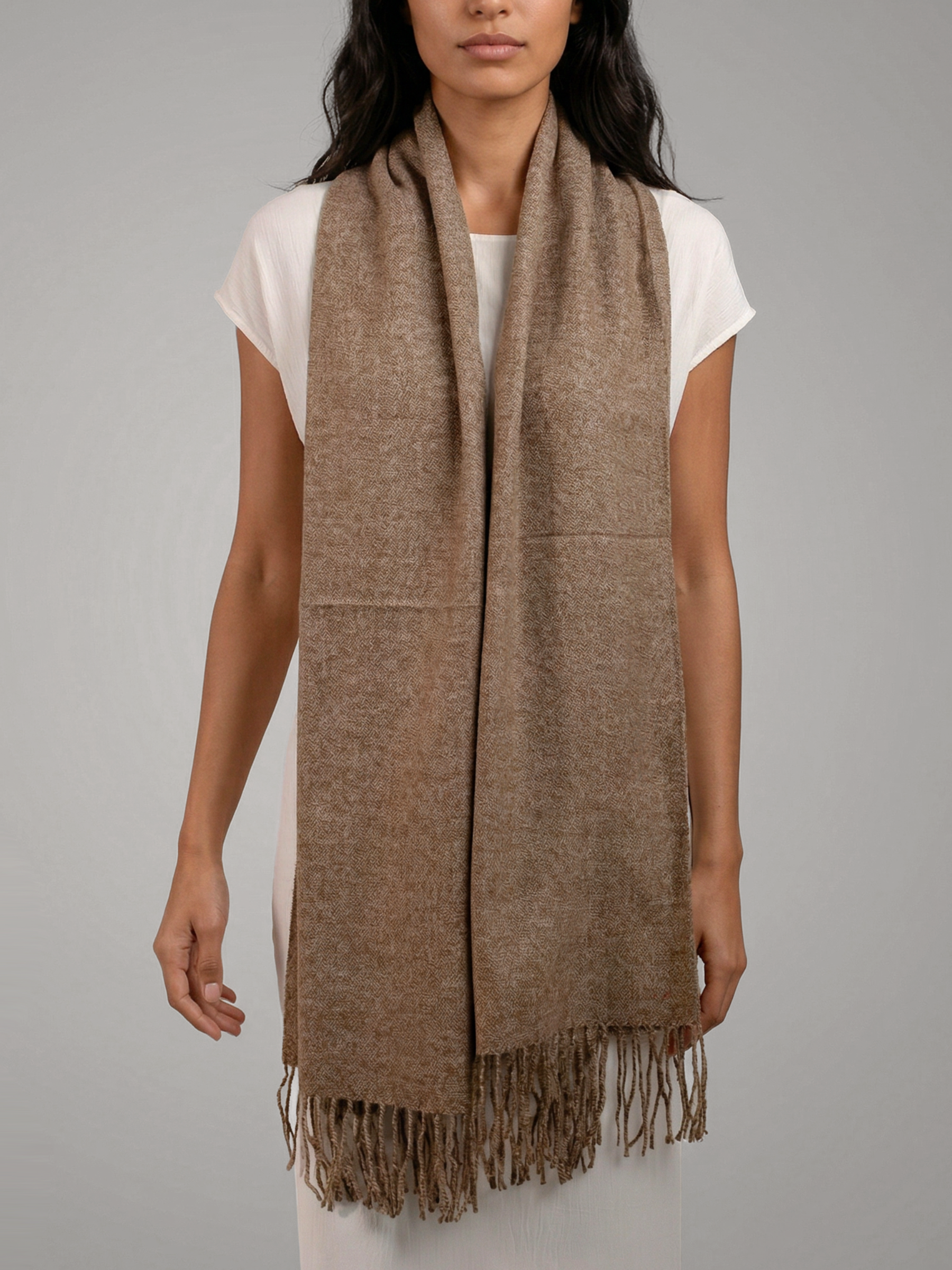 Sahara Brown Pashmina Wool Scarf