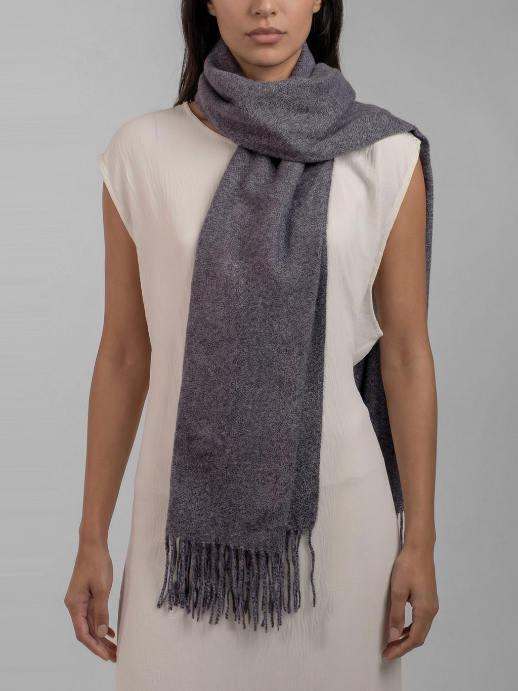Midnight Grey Pashmina Wool Scarf