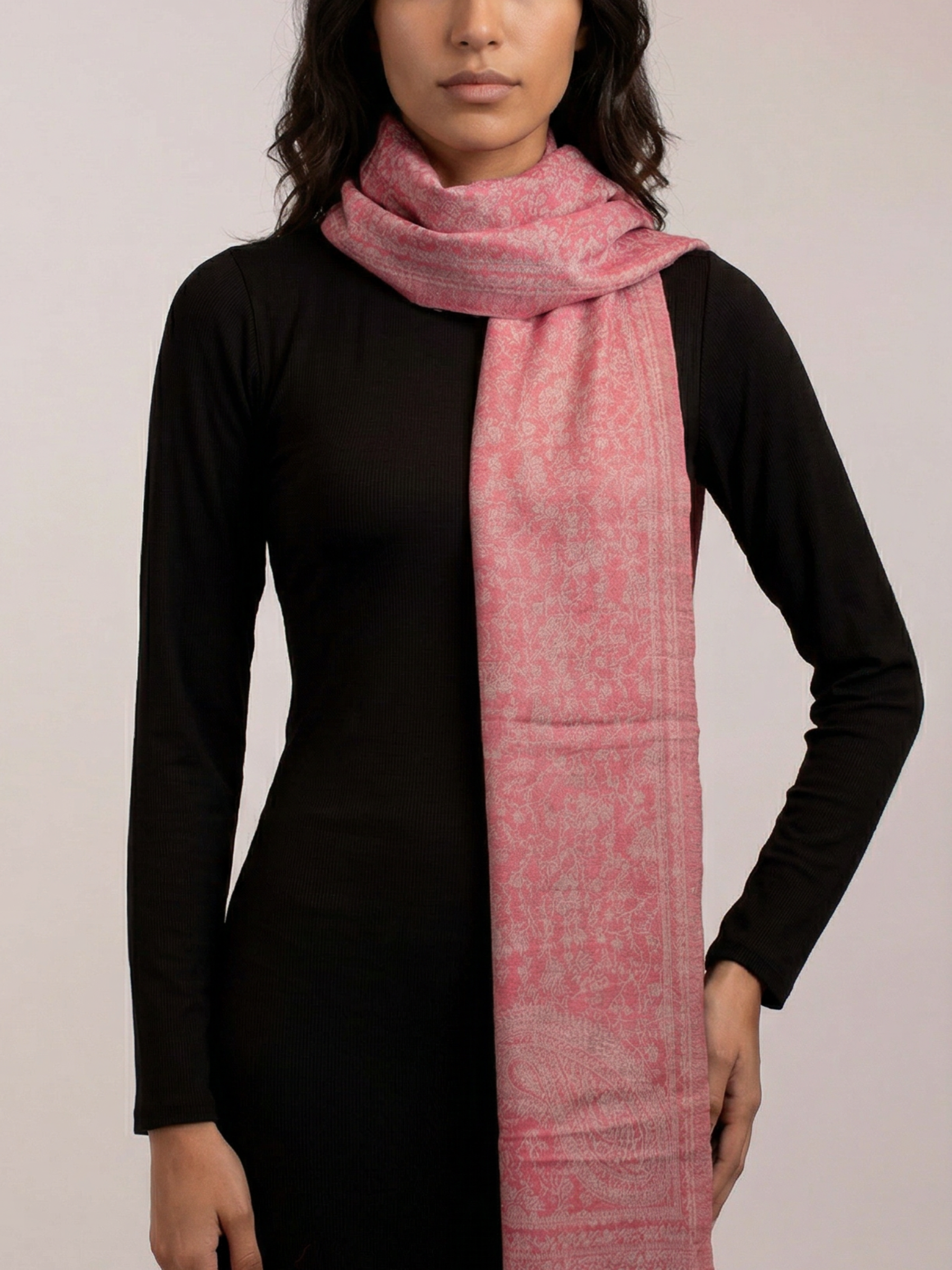 Rosewood Smoke Woven Pashmina Wool Scarf