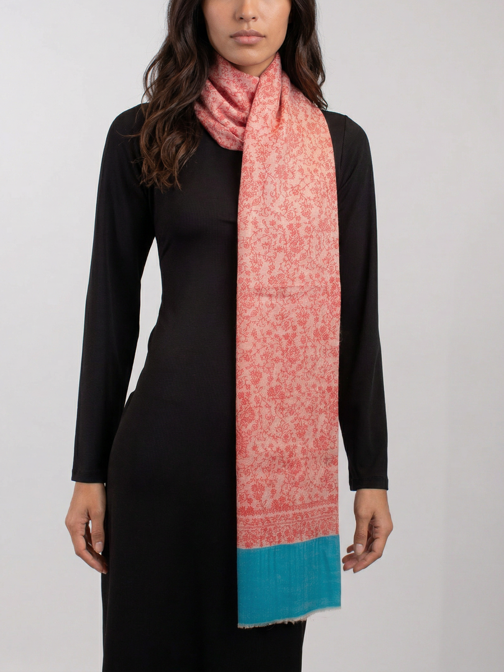 Coral Lagoon Woven Pashmina Wool Scarf