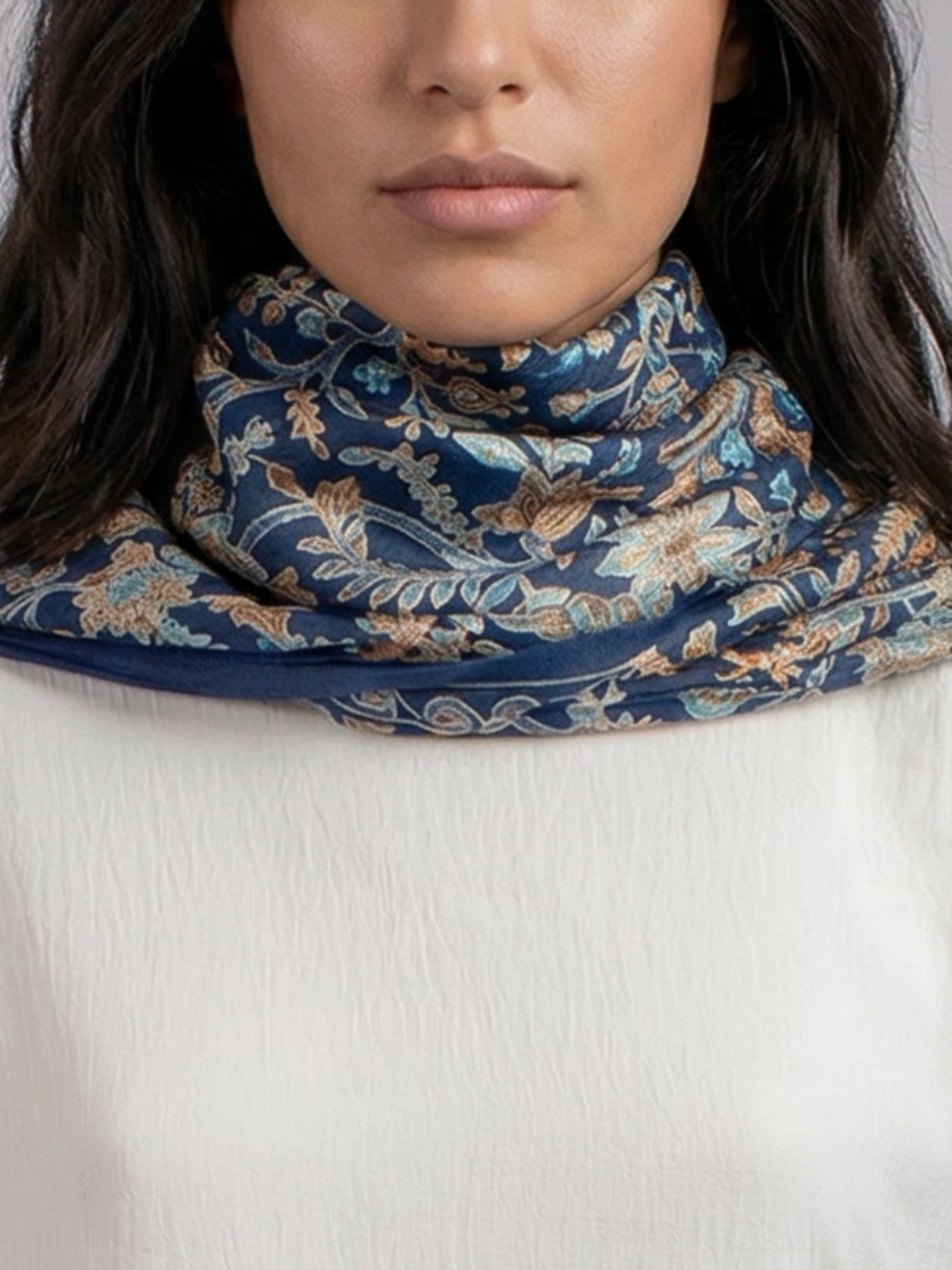 Blue Palms Handmade Embroidered Pashmina Wool Scarf