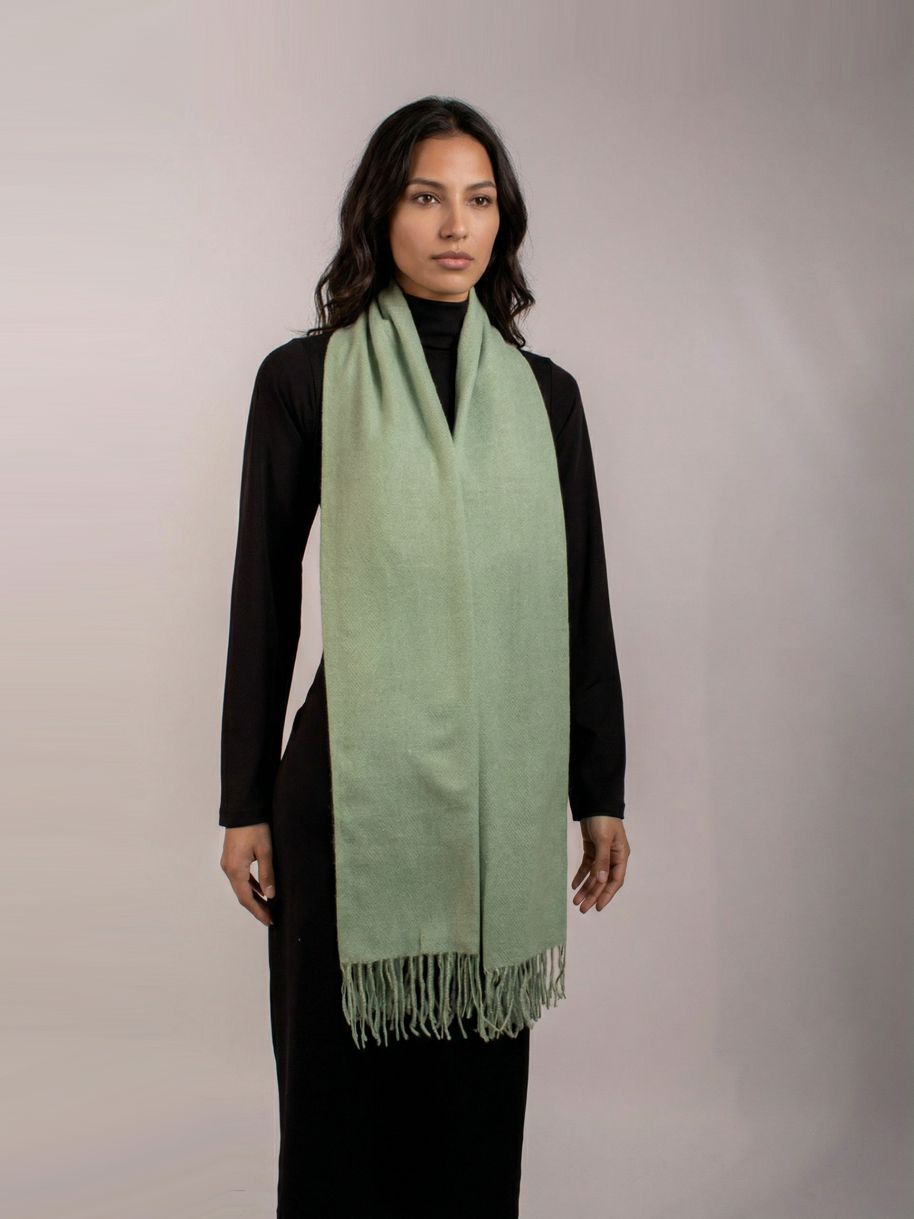 Pistachio Green Pashmina Wool Scarf
