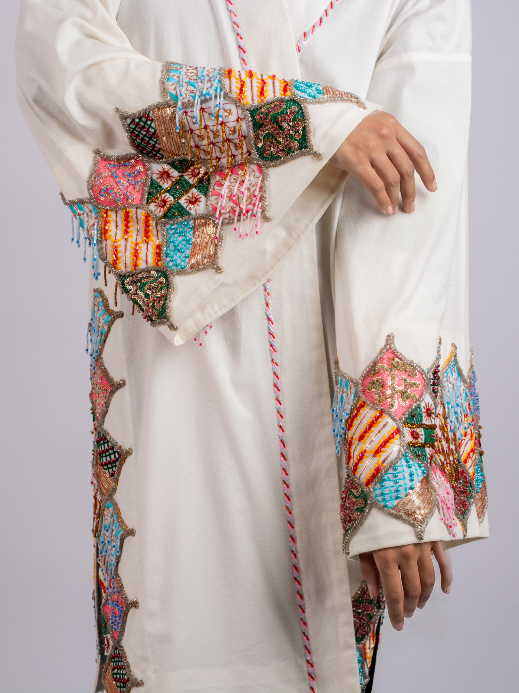 100% Egyptian Cotton Off-White Embroidered Cardigan