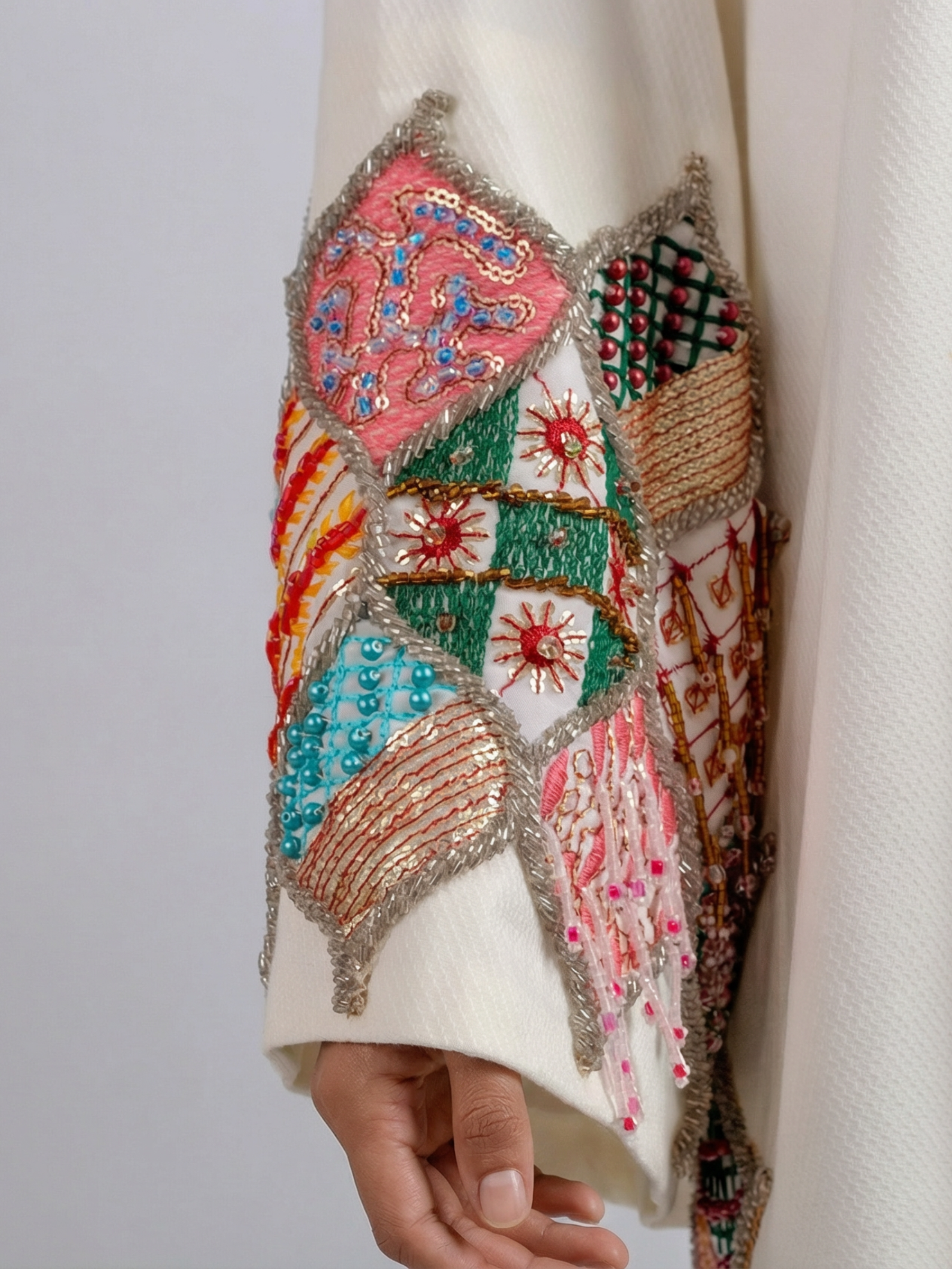 100% Egyptian Cotton Off-White Embroidered Cardigan