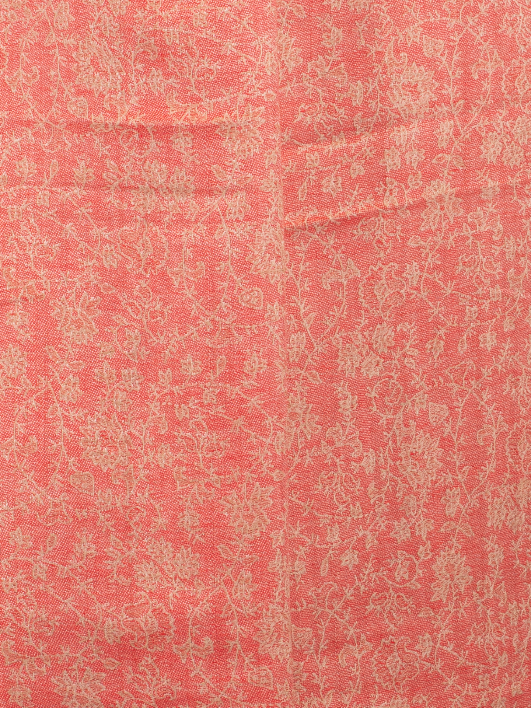 Coral Bloom Woven Pashmina Wool Scarf