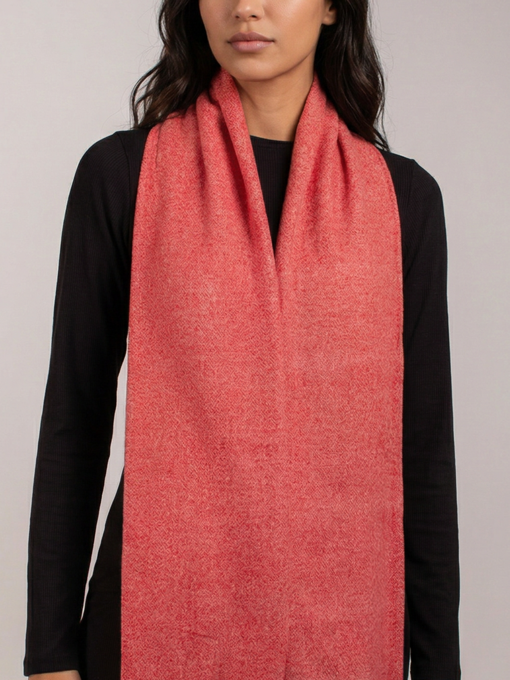 Coral Bloom Pashmina Wool Scarf