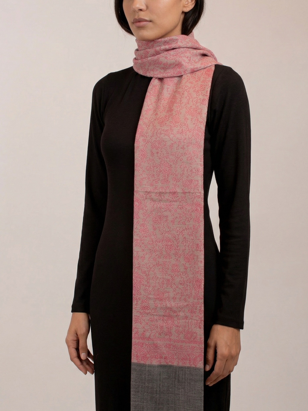 Rosewood Smoke Woven Pashmina Wool Scarf
