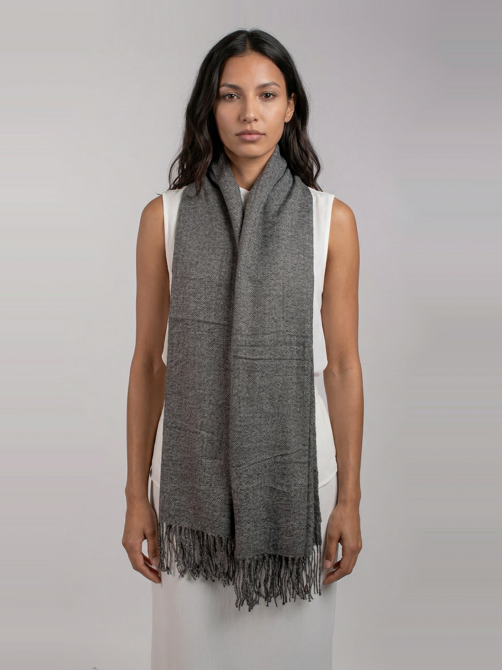 Graphite Mist Pashmina Wool Scarf