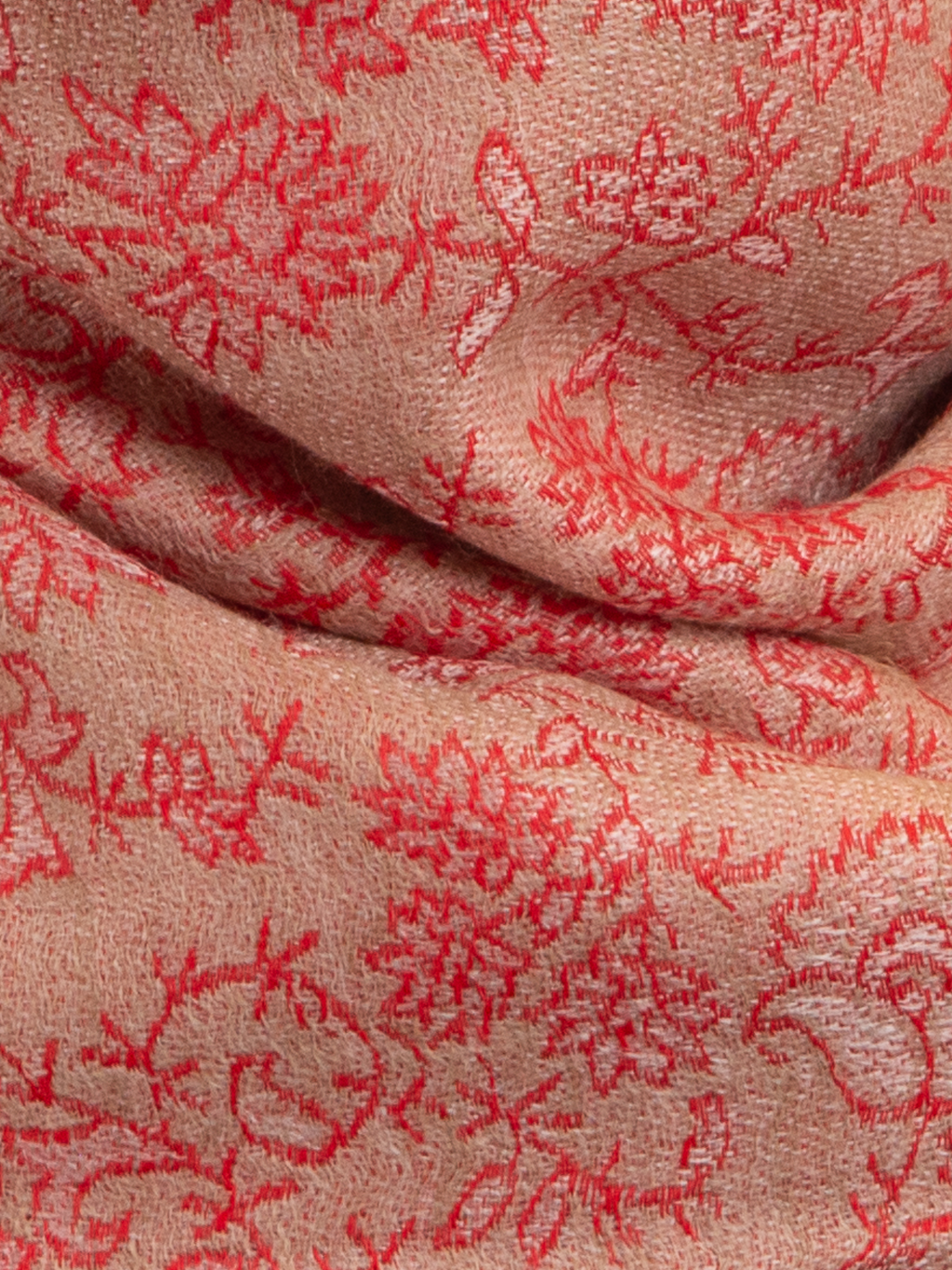 Coral Bloom Woven Pashmina Wool Scarf