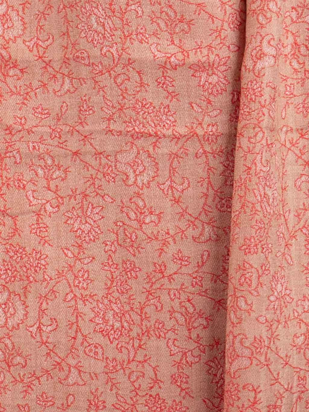 Coral Bloom Woven Pashmina Wool Scarf
