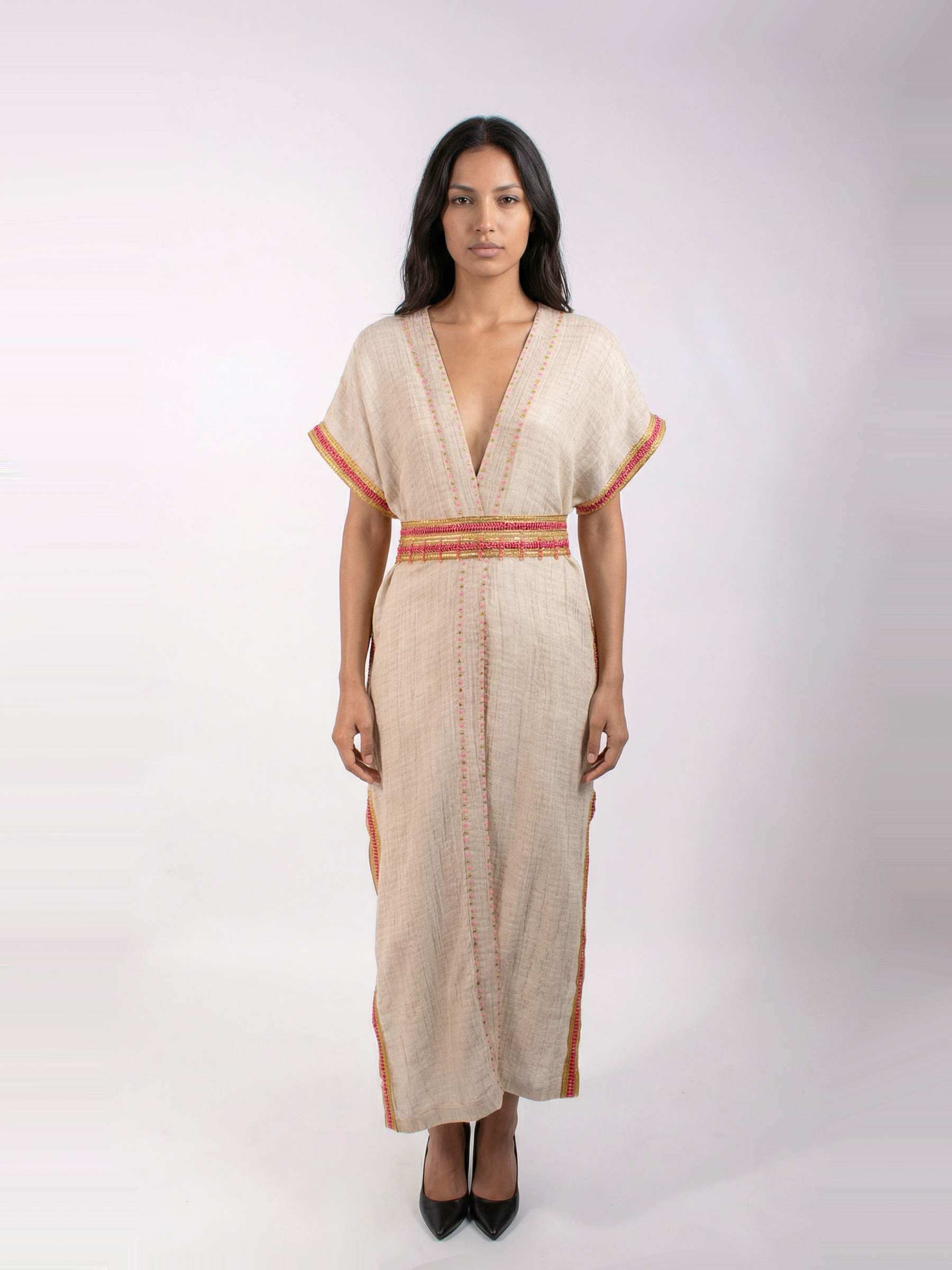 100 % Egyptian Crinkled Cotton Short Embroidered Bisht