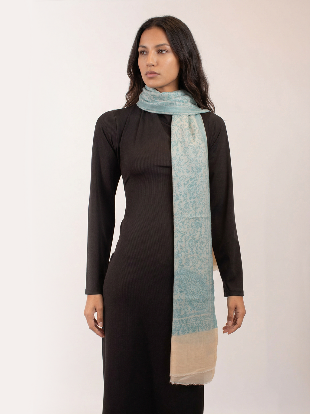 Lagoon Beach Woven Pashmina Wool Scarf