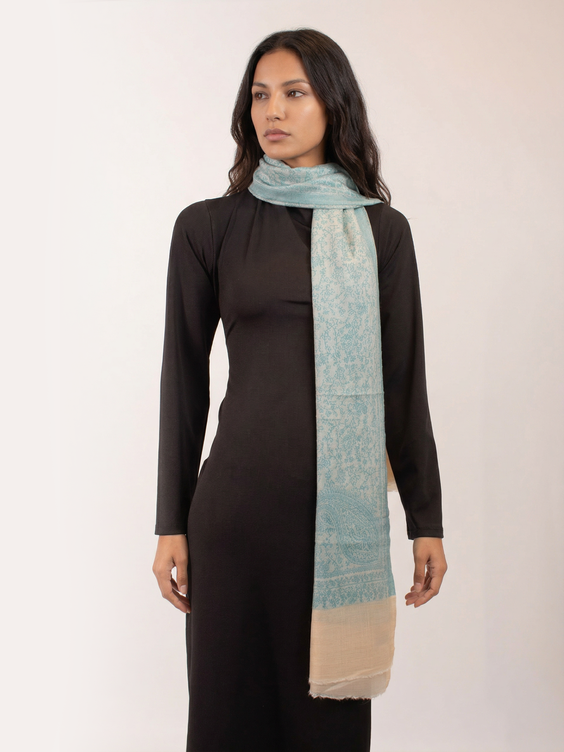 Lagoon Beach Woven Pashmina Wool Scarf