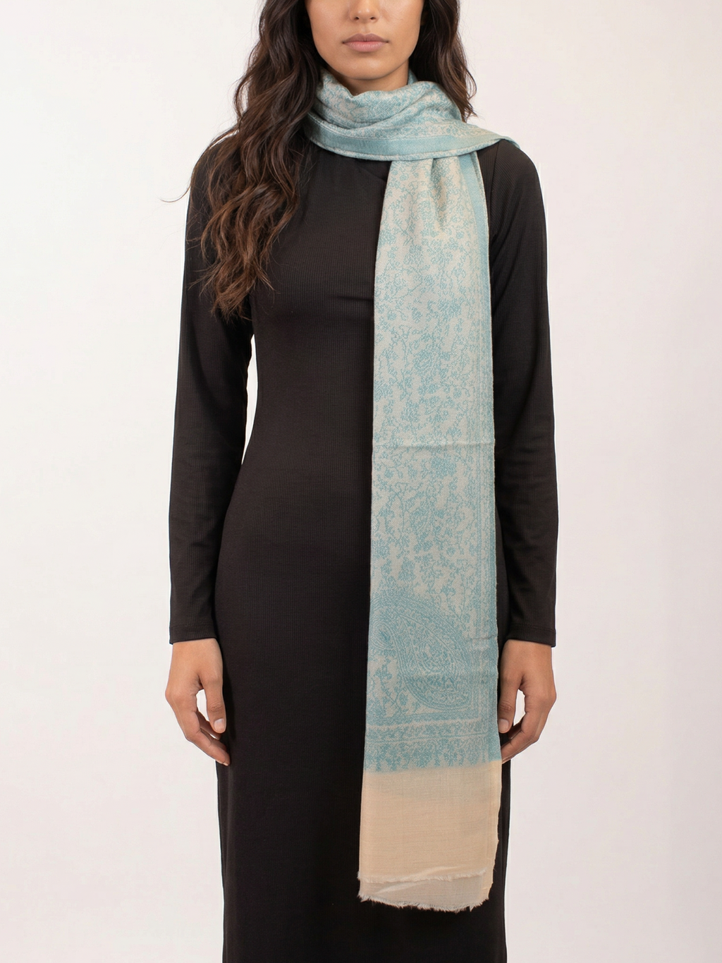 Lagoon Beach Woven Pashmina Wool Scarf