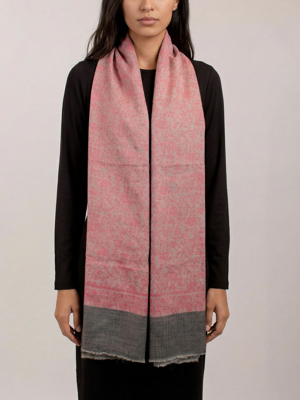 Rosewood Smoke Woven Pashmina Wool Scarf