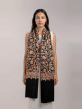 Black Ornamental Handmade Embroidered Pashmina Wool Scarf