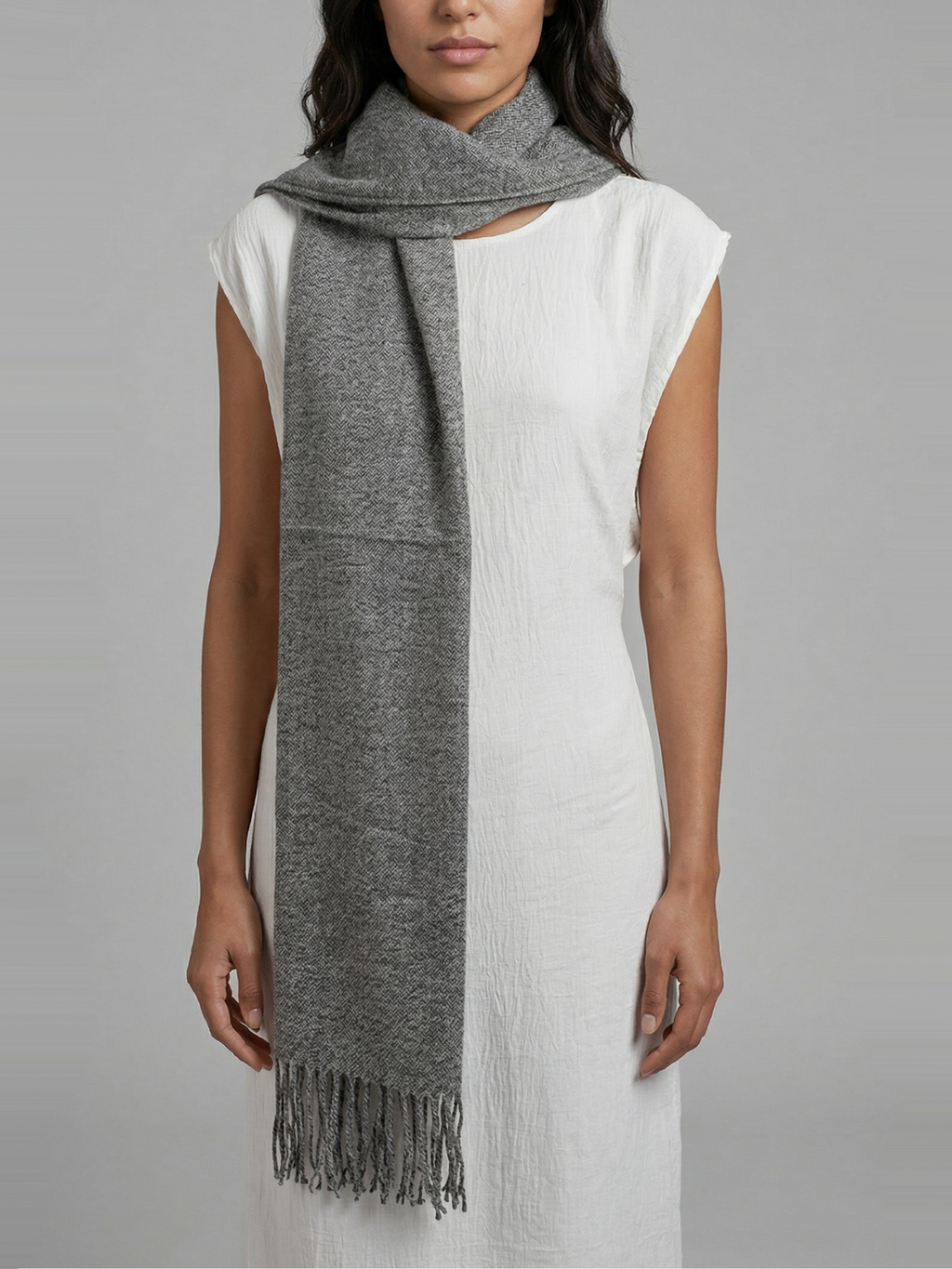 Graphite Mist Pashmina Wool Scarf