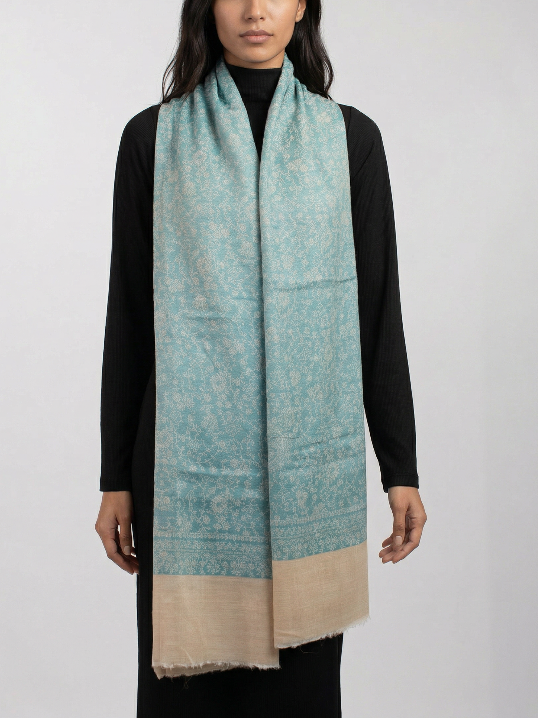 Lagoon Beach Woven Pashmina Wool Scarf
