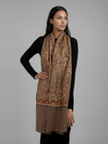 Cocoa Brown Orient Handmade Embroidered Pashmina Wool Scarf