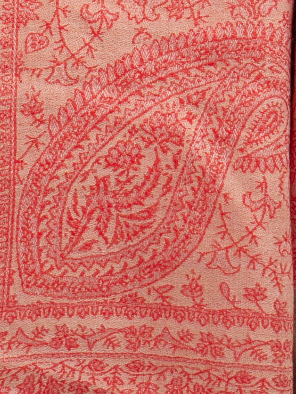 Coral Bloom Woven Pashmina Wool Scarf