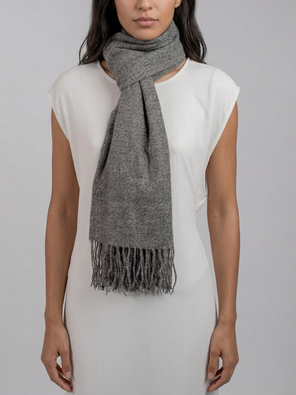 Graphite Mist Pashmina Wool Scarf