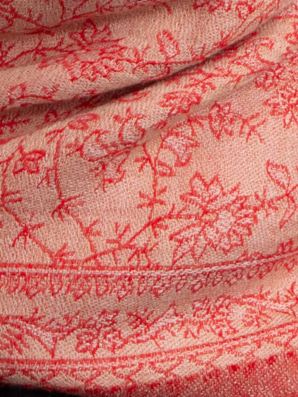 Coral Bloom Woven Pashmina Wool Scarf