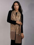 Cocoa Brown Palms Handmade Embroidered Pashmina Wool Scarf