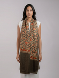 Olive Leaves Handmade Embroidered Pashmina Wool Scarf