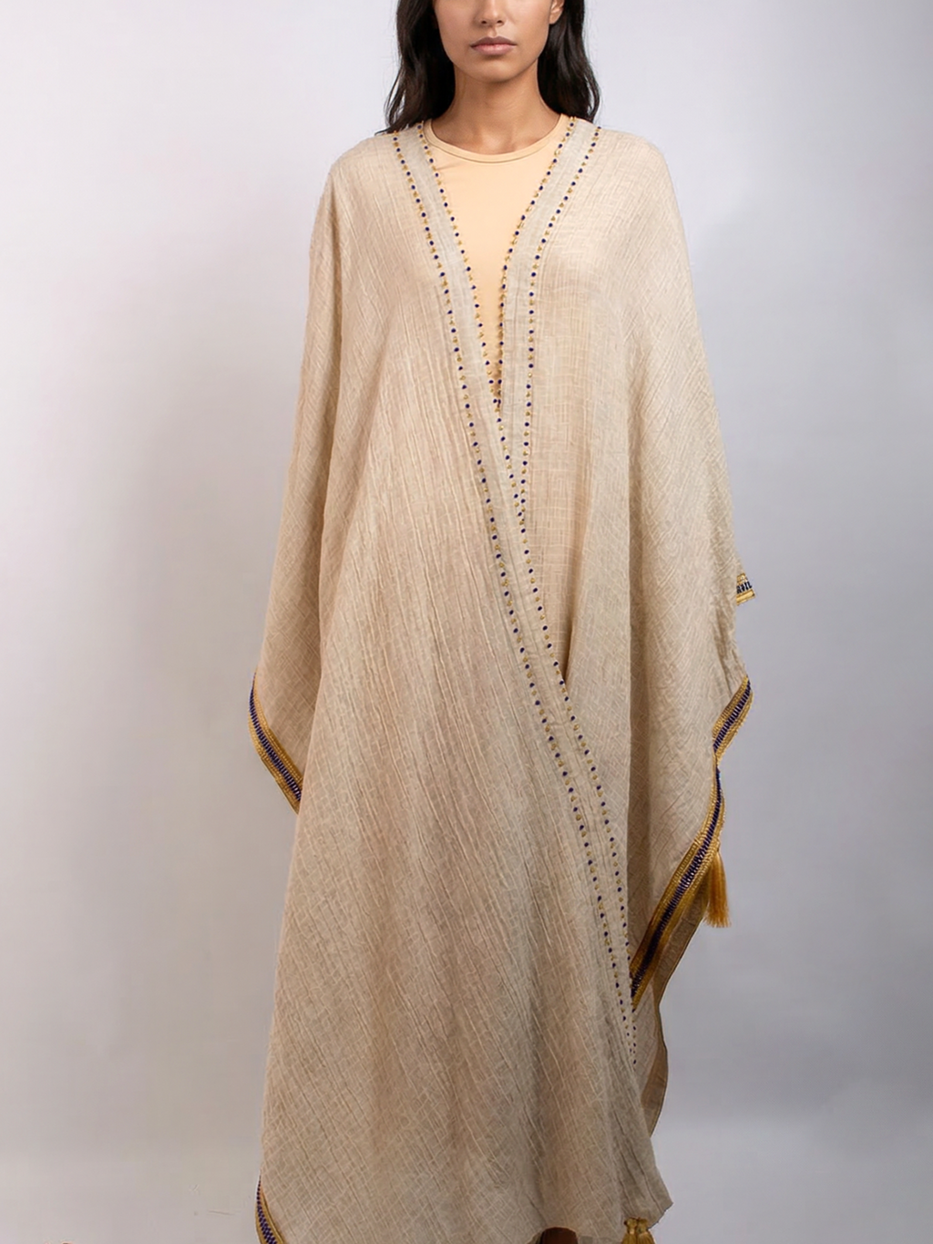 100% Egyptian Crinkled Cotton Long Bisht