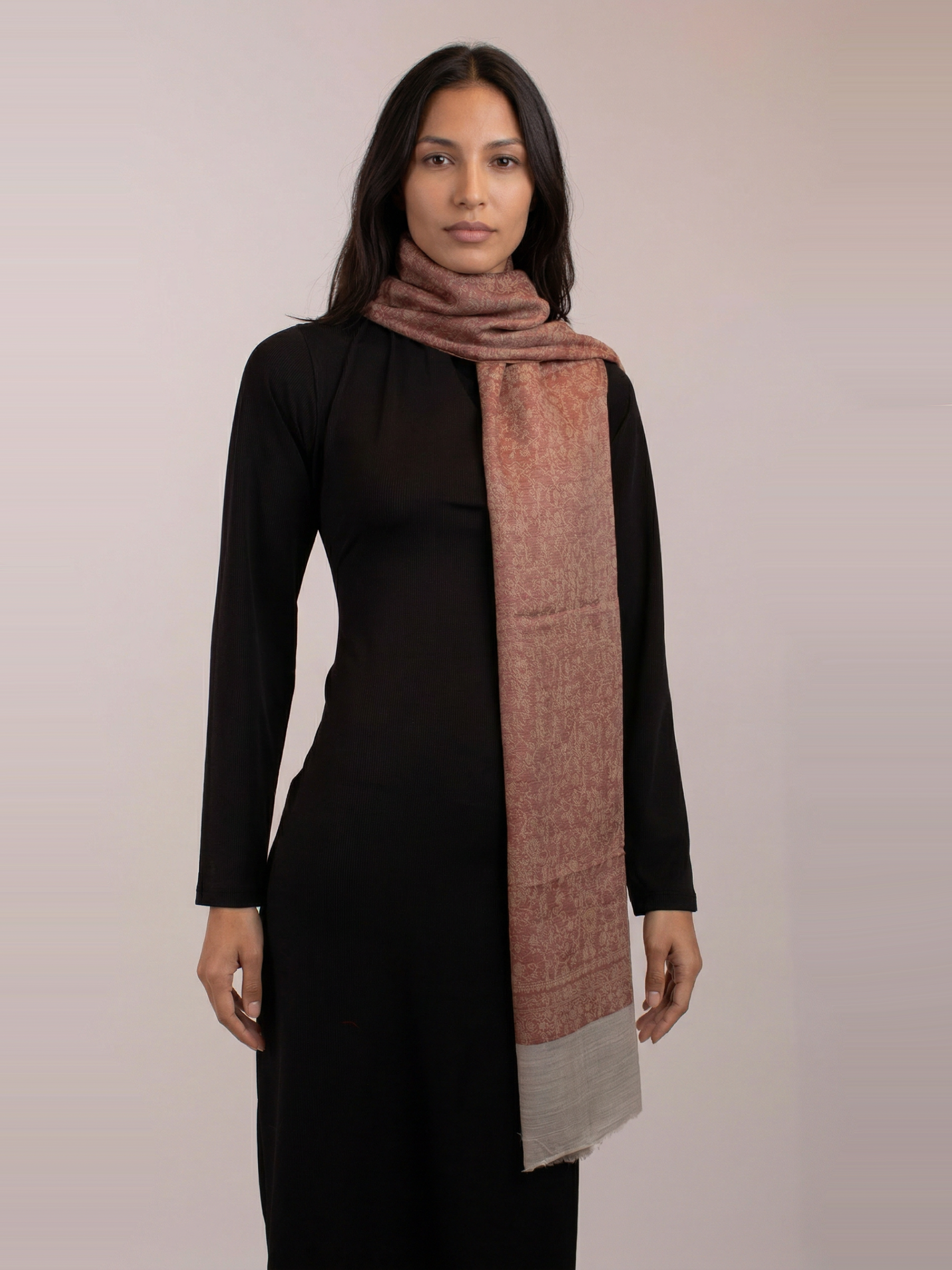Bronze Ash Woven Pashmina Wool Scarf