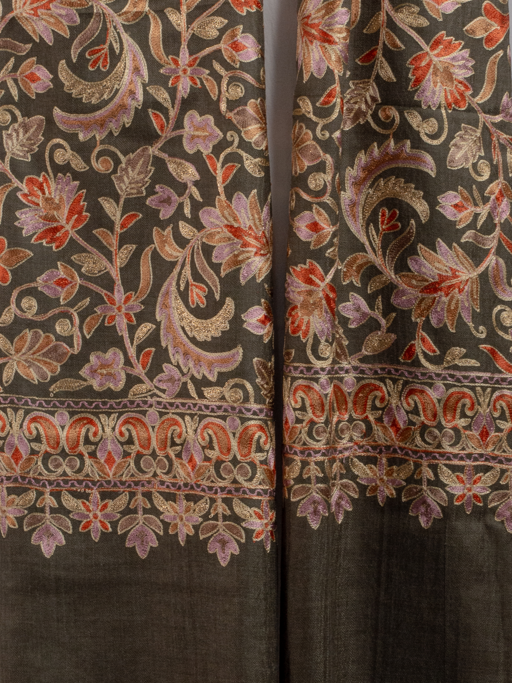 Olive Ornaments Handmade Embroidered Pashmina Wool Scarf