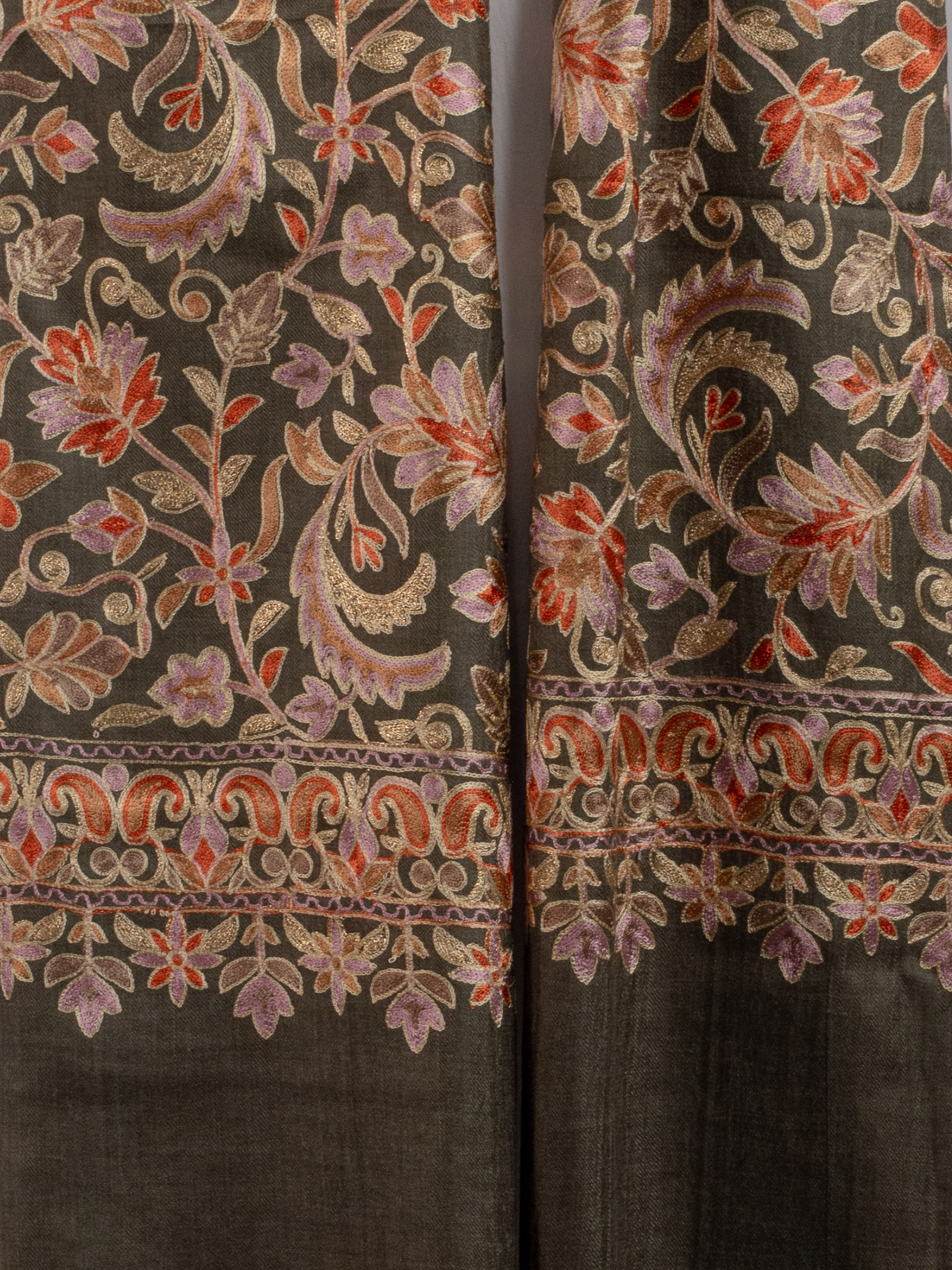 Olive Ornaments Handmade Embroidered Pashmina Wool Scarf