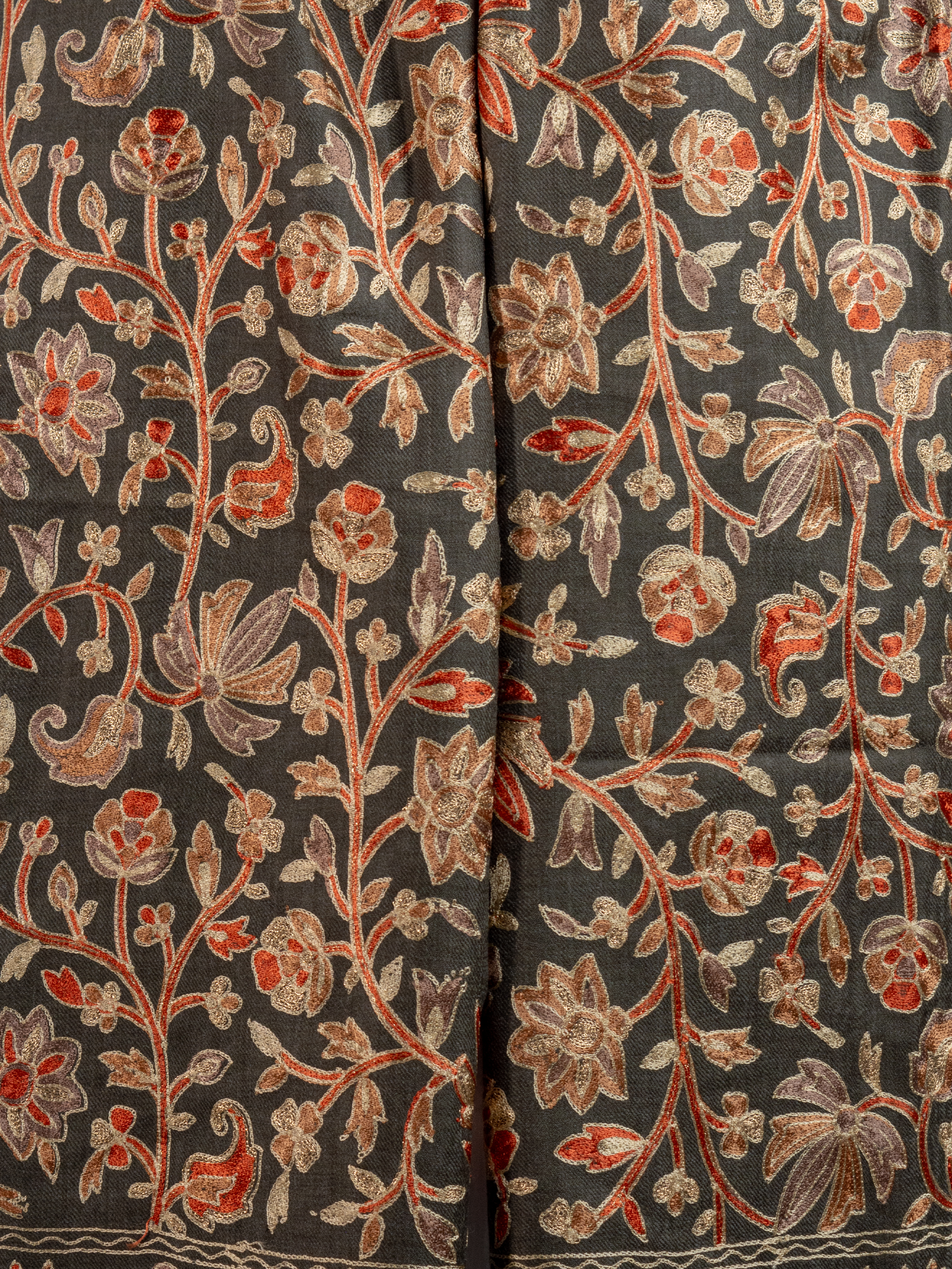 Olive Florals Handmade Embroidered Pashmina Wool Scarf