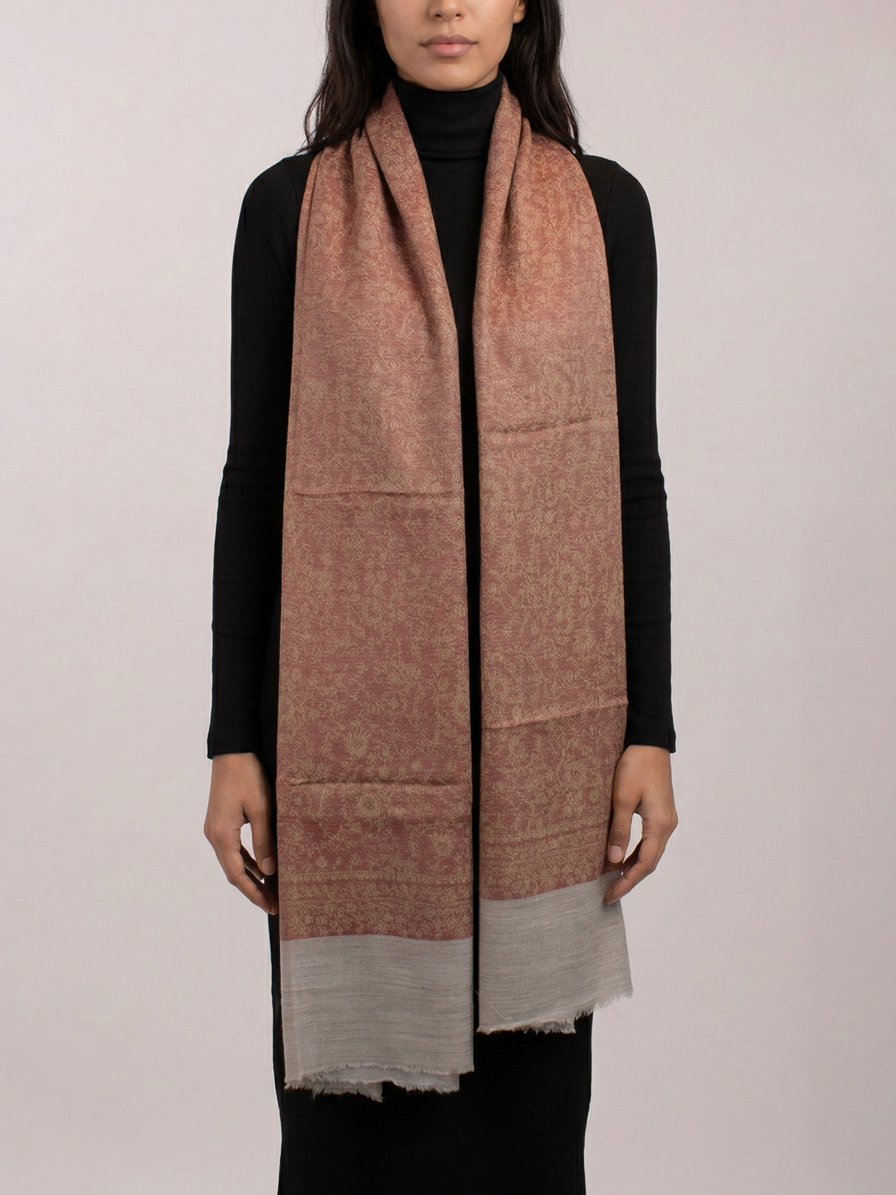 Bronze Ash Woven Pashmina Wool Scarf